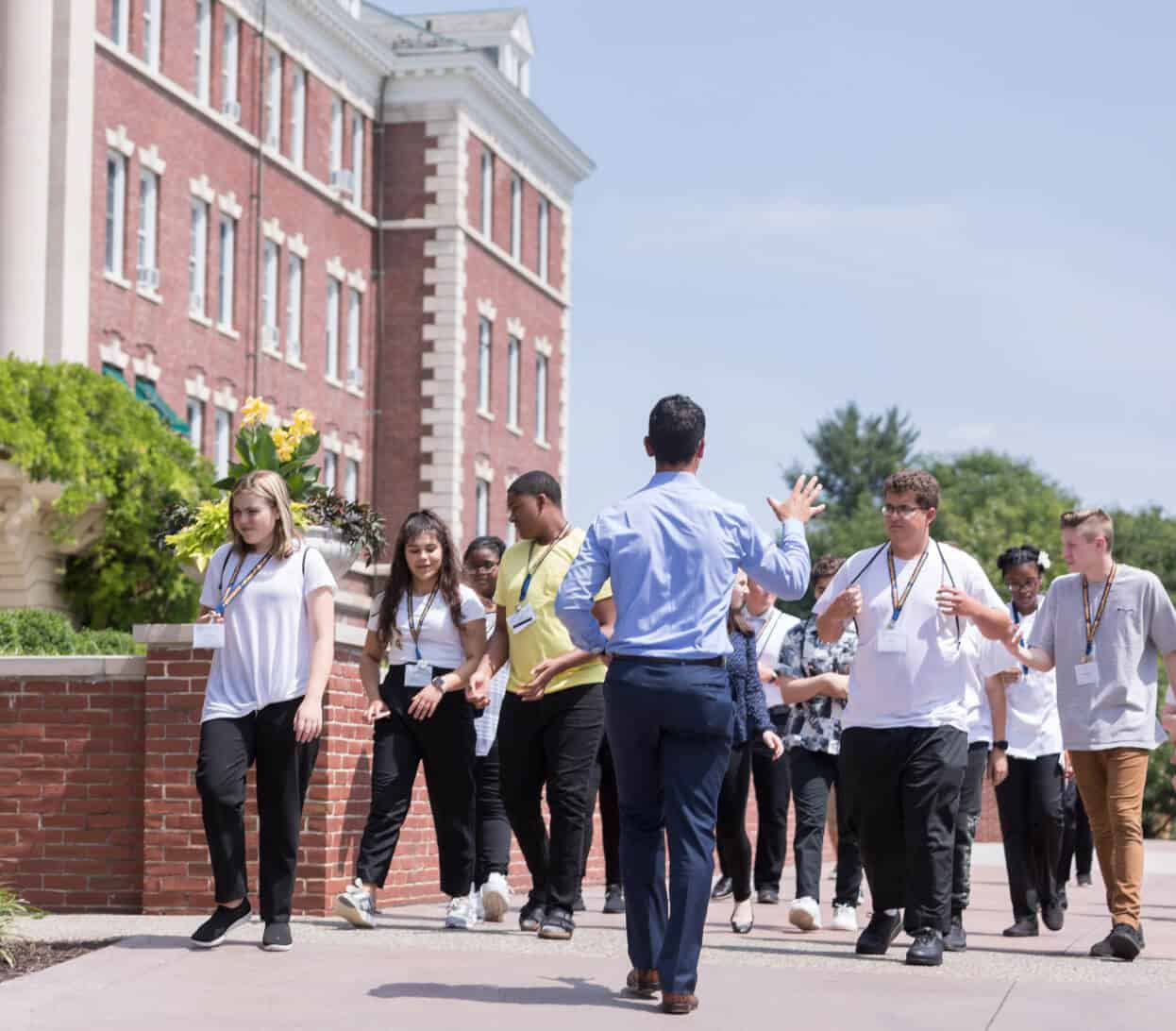 Group of students follow a tour guide during an open house tour of the CIA New York campus.